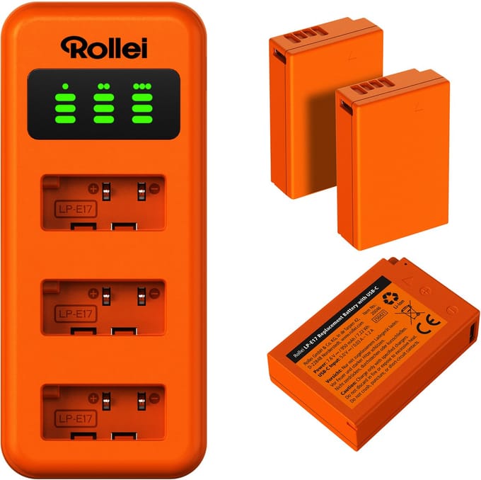 Rollei oplader voor 3 accu's + 3 LP-E17-accu's