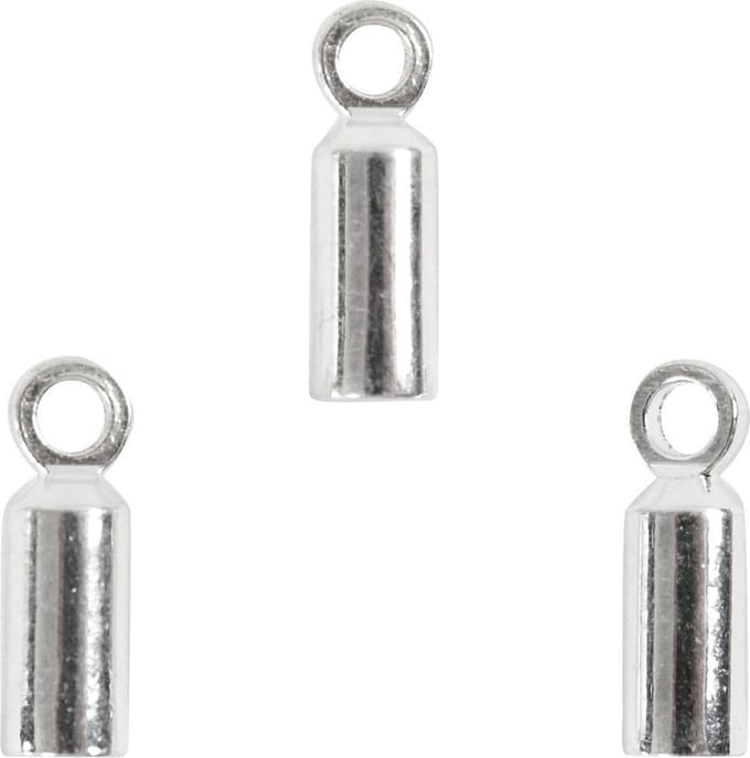 Eindkappen, L: 8 mm, d 2 mm, verzilverd, 10 stuk/ 1 doos