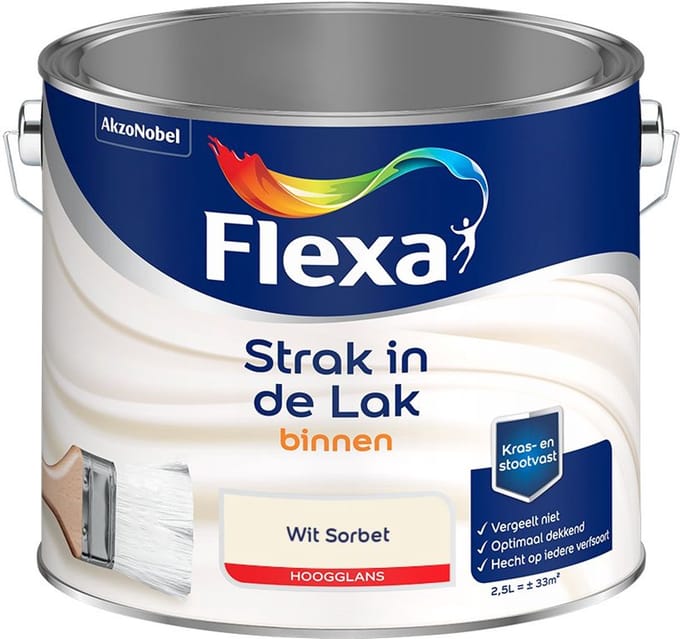 Flexa - Strak In De Lak Binnenlak Hoogglans - Wit Sorbet - Mengverf - 2,5 L