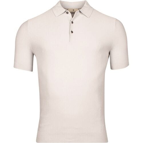 Thomas Maine Polo Short Sleeve Subtle Structure Knit Piqué Garment Dye Licht Grijs / male