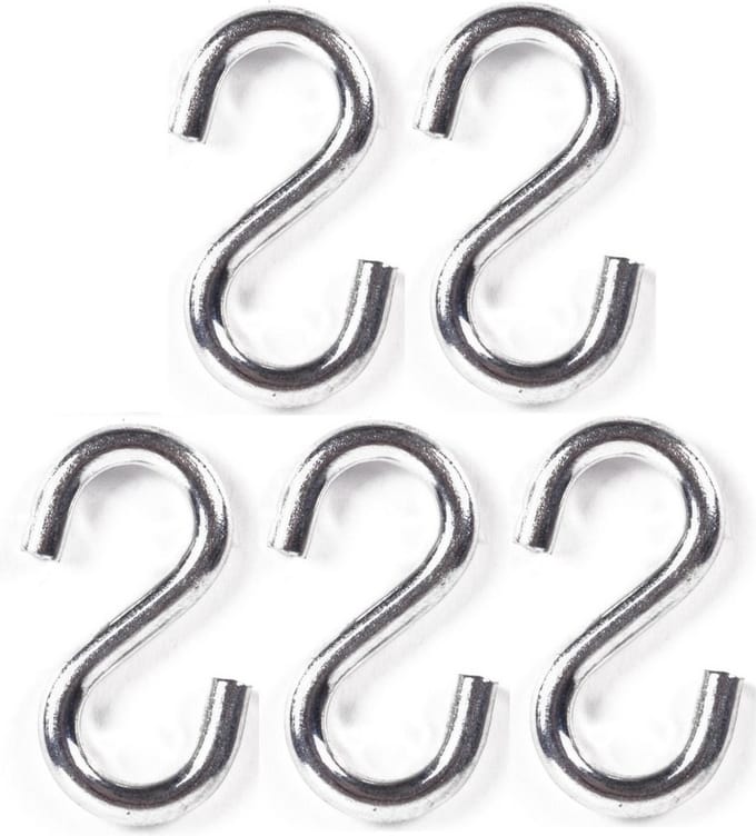 Benson S-haak / ophanghaak - 5x - van metaal - 7.9 mm