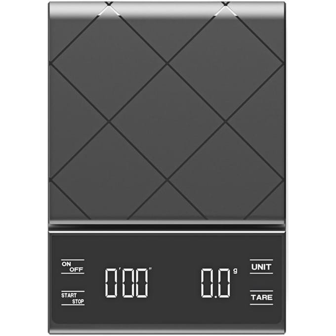 Koffieweegschaal met timer Digitale keukenweegschaal LED-display Tarrafunctie 3000 g / 0,1 g Draagbaar zwart