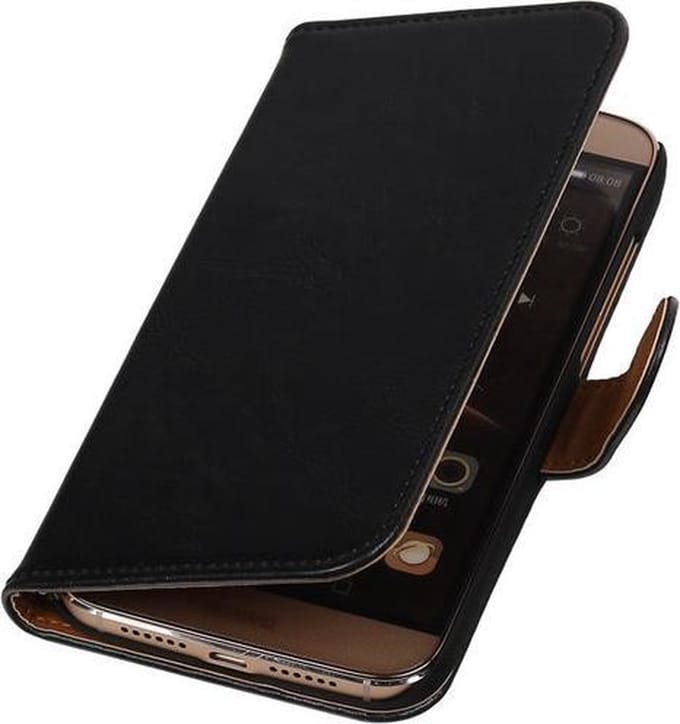 Zwart Pull-Up PU Hoesje Huawei G8 Booktype Wallet Cover