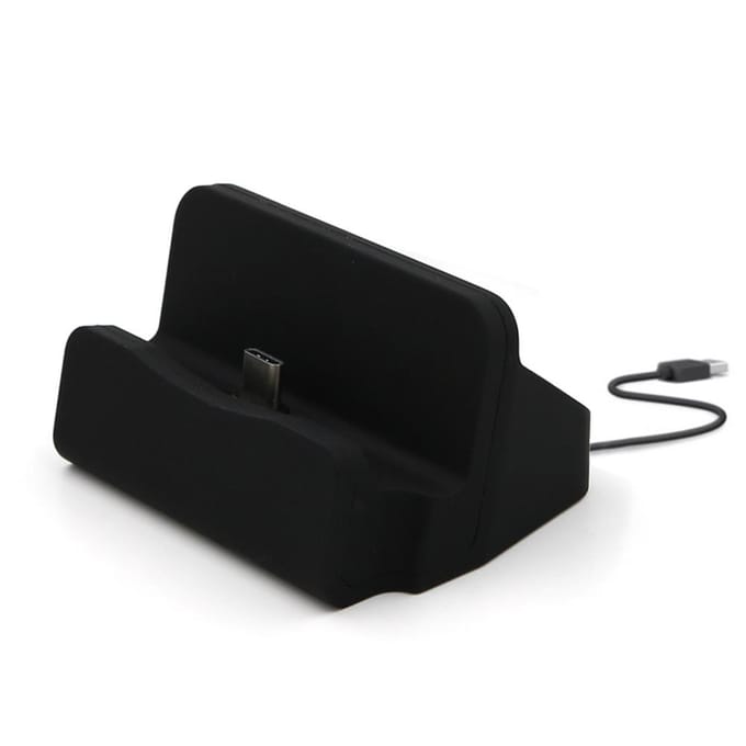 Telefoondock Oplaadstandaard Basisstation USB-kabelhouder Compatibel met Type C for Type C zwart