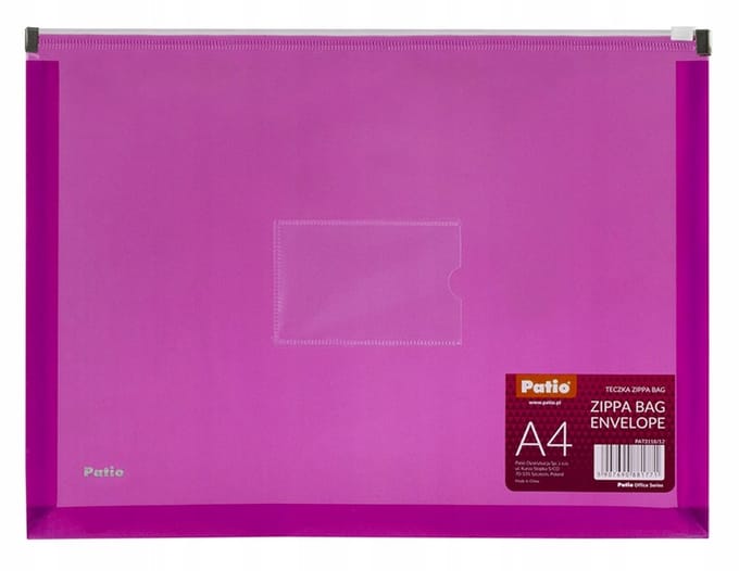 Patio Zippa Bag A4 Map Map Roze Documentenmap met Rits