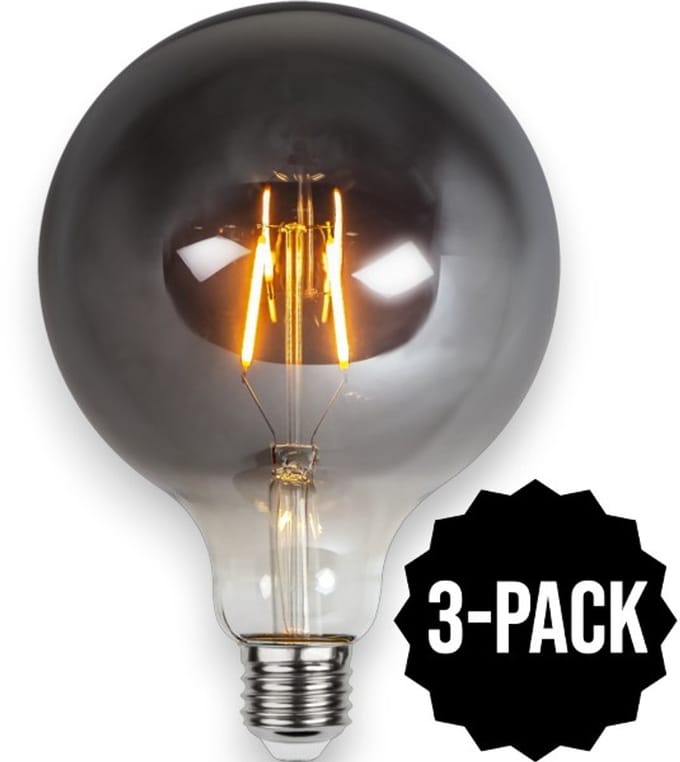 3-Pack | G125 Globelamp - E27 - 1.8W - Super Warm Wit <2200K - Filament - Rookglas