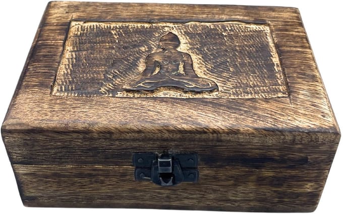 Medium Wooden Keepsake Box 15 cm x10 cm x 6 cm - Boeddha