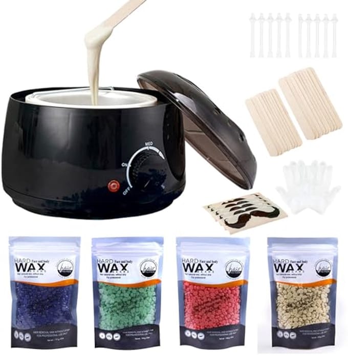 Wax Heater voor Ontharing met 4 Zakjes Wax Kralen en 30 Applicator Sticks