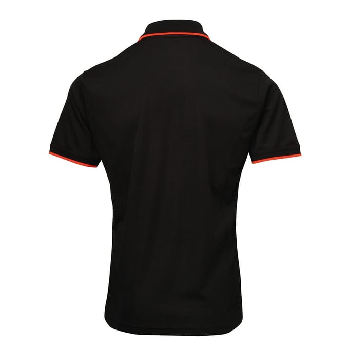 Premier Herencontrast Coolchecker Polo Shirt (Zwart/Oranje)