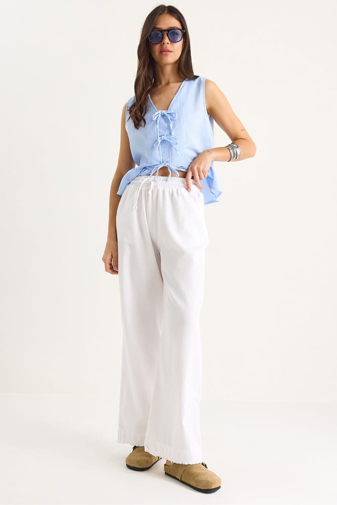 Elastische Taille Rechte Broek