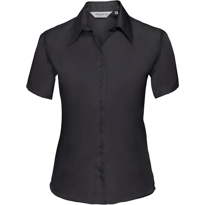 Russell Collection Dames/Dames Ultimate Non-Iron Shirt met Korte Mouwen (Zwart)