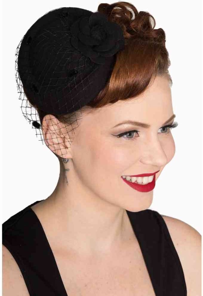 Dancing Days - Marilyn Fascinator - Zwart