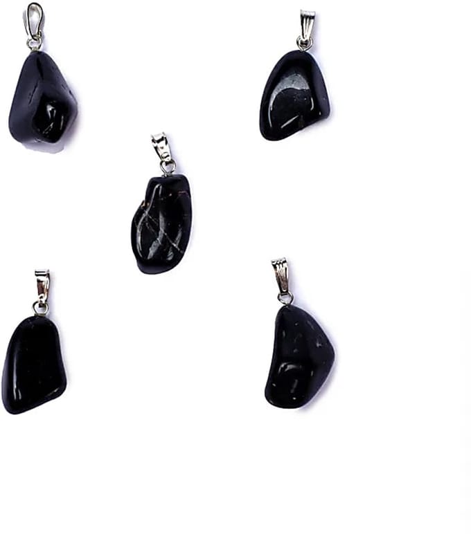 Zwarte onyx edelsteenhanger met geboord oogje