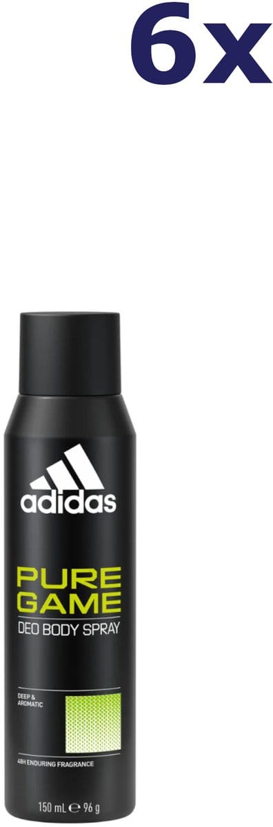 6x Adidas Deodorant Spray 150ml Pure Game