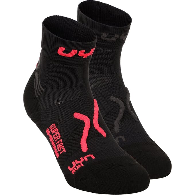 UYN Super Fast Hardloopsokken Verpakking 2 Stuks Dames-Zwart,Koraal