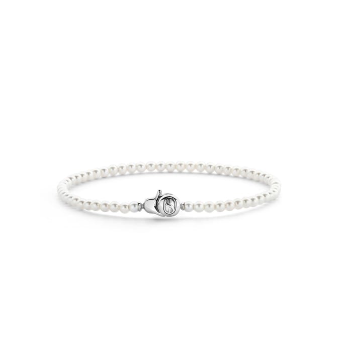 TI SENTO Dames Armband - 925 zilver - Wit parel - Maat S - 2965PW