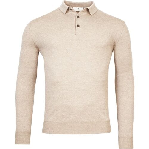 Thomas Maine Trui Pullover Polo Collar Merino Wool Single Knit Kitt / male