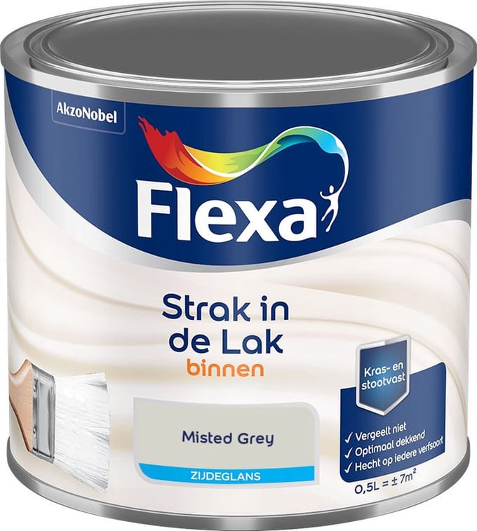 Flexa - Strak In De Lak Binnenlak Zijdeglans - Misted Grey - Mengverf - 500 Ml