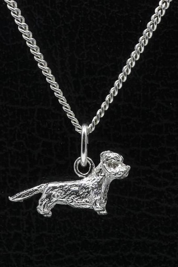 Zilveren Dandie dinmont terrier ketting hanger - klein