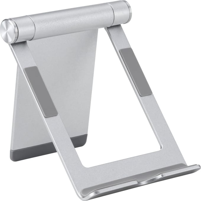Deltaco Foldable phone/tablet stand in aluminum non-slip universal adjustable silver