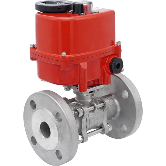 DN20 PN40 3-Delig 2-Weg RVS Modulerende Elektrische Geflensd Kogelkraan 24 V AC/DC