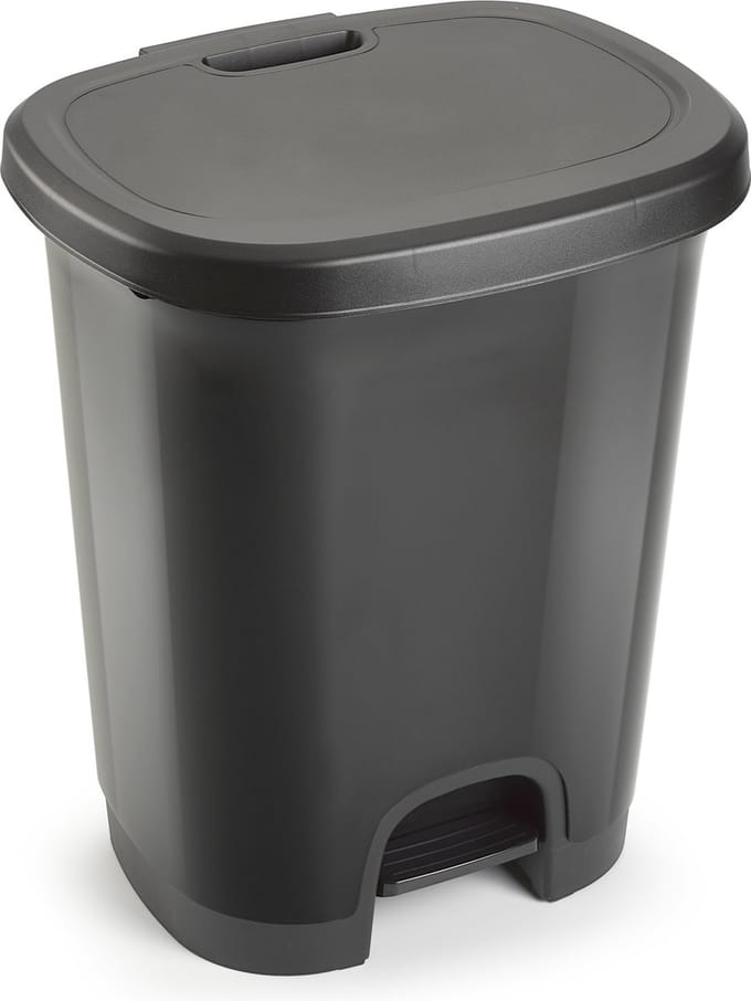 Plasticforte Pedaalemmer - grijs - kunststof - 27L - 45 cm - afvalemmers/vuilnisemmers