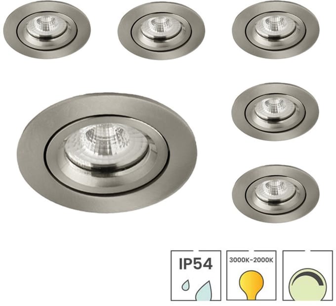 Lybardo - Lage Inbouwspots - 6-pack - 5W - Dim to warm - Waterdicht - Spotjes Inbouw
