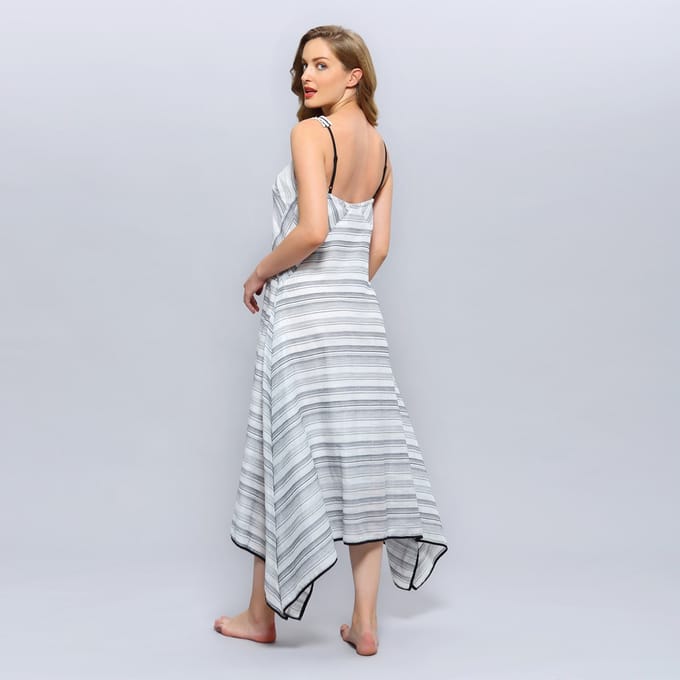 Diagonale strepen strappy midi jurk