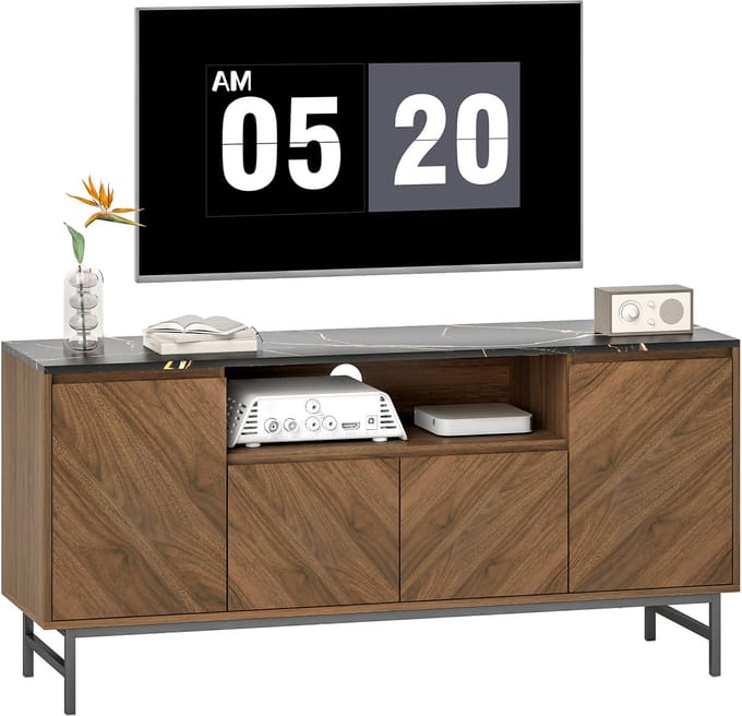 HOMCOM TV-meubel - Spaanplaat - 140x39x66cm - Walnoot