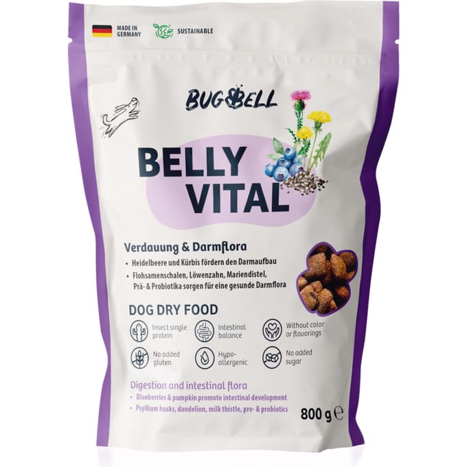 Voordeelpakket: 12x800g BugBell droogvoer Belly Vital spijsvertering & darmflora voor honden
