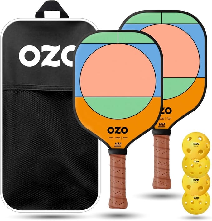 Pickleball Set: 2 Paddles en 4 Ballen voor Beginners en Gevorderden