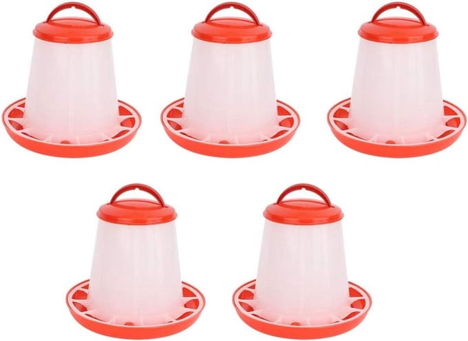 Kippen Voederbak - Drinkbak - Automatisch Voeren - Niet-giftig ABS Plastic - 15kg - Rood Wit