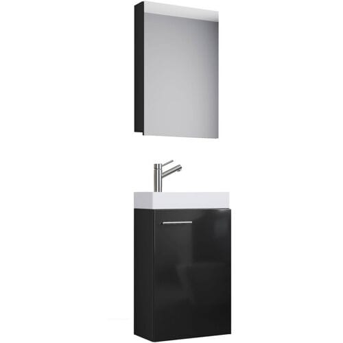 VCM Gastenwastafel Slito (Spiegelkast, Zwart)