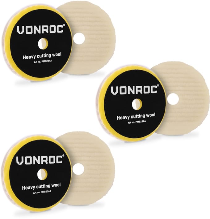 VONROC Wollen Polijstschijven - Ø 125mm – 3 stuks