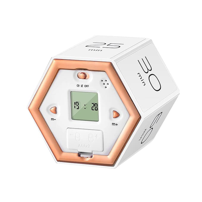 Hexagon Digitale Klok Timer Magnetische Kubussen Timer Keuken Hexagon Flip Timer voor het bestuderen van koken wit