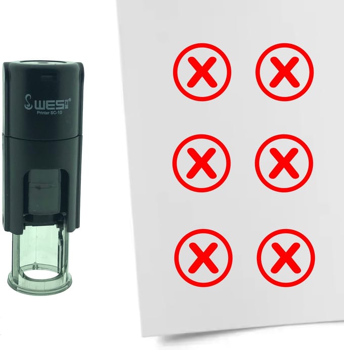 CombiCraft Stempel Checkbox met Kruisje 10mm rond - Rode inkt