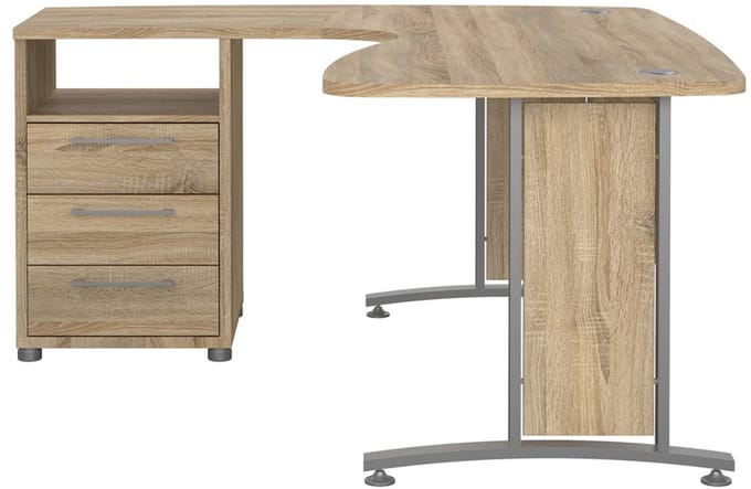 Giga Living Bureau Prima - Grijs/Naturel - 150x160x75cm