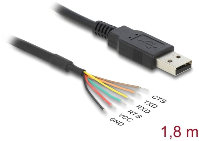 Delock USB 2.0 to Serial UART LVTTL Converter with 6 open wire and 3,3 V output voltage 1.8 m