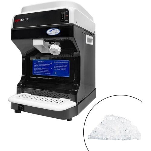 GGM Gastro Tisch-Eiscrusher für Flockeneis - 2 kg/min - 250 Watt - Eisgröße einstellbar - Schwarz