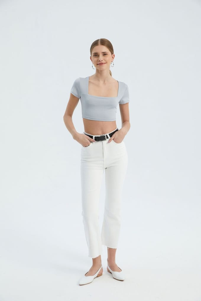 Vierkante Halse Basis Crop Top
