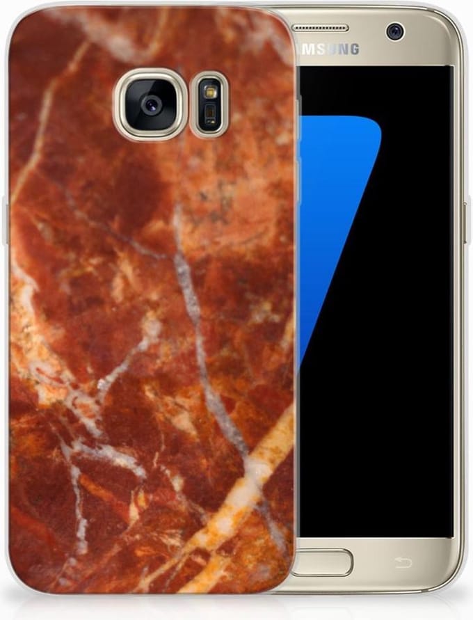 Samsung Galaxy S7 TPU Siliconen Hoesje Marmer Bruin