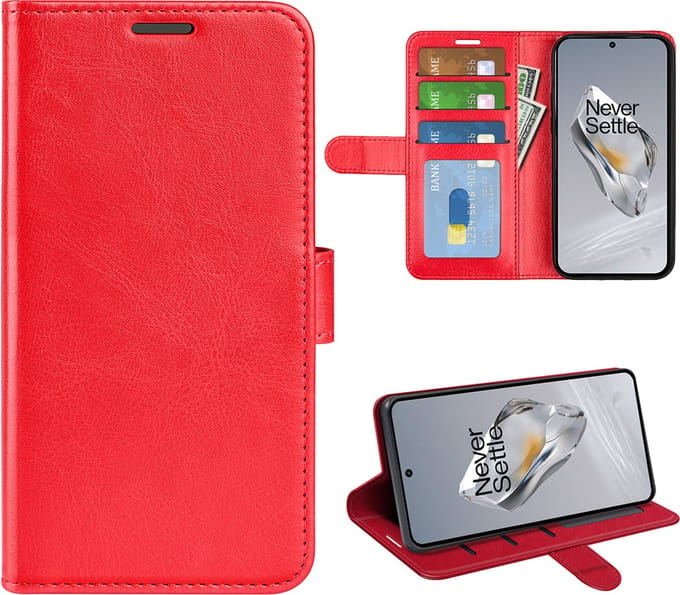 MobyDefend Hoesje - Geschikt voor OnePlus 12 - Wallet Book Case (Sluiting Achterkant) - Rood