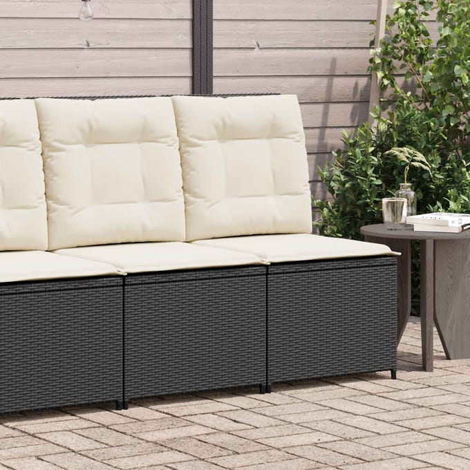 vidaXL - Tuin - Sofa - Zwart - en - Crème - Wit - poly - rattan