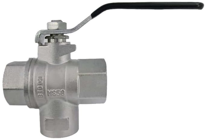 3-weg kogelkraan 3/4", messing, vernikkeld, PN25