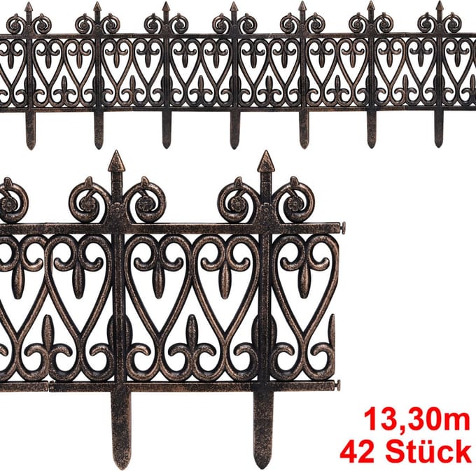 Deuba Borderrand Kunststof – 42 Stuks = 1330cm UV-bestendig - Bruin