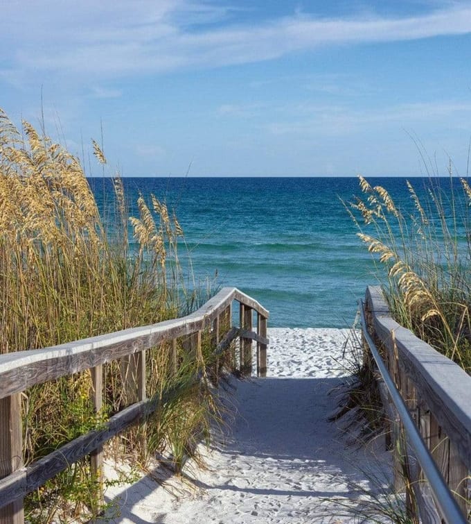 Fotobehang - Sandy Boardwalk 225x250cm - Vliesbehang