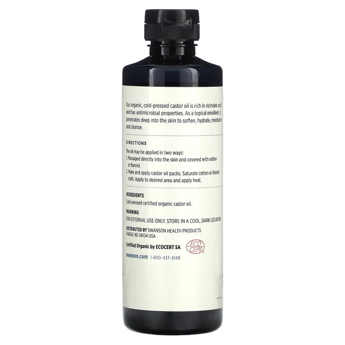 Gecertificeerde Biologische Koudgeperste Castorolie, 473 ml (16 fl oz) white