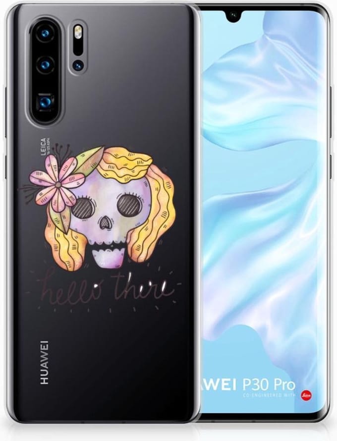 Silicone Back Case Huawei P30 Pro Boho Skull
