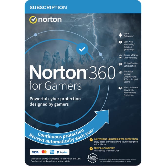 Norton 360 for Gamers 50 GB Cloud 3 Apparaten / 1 Jaar