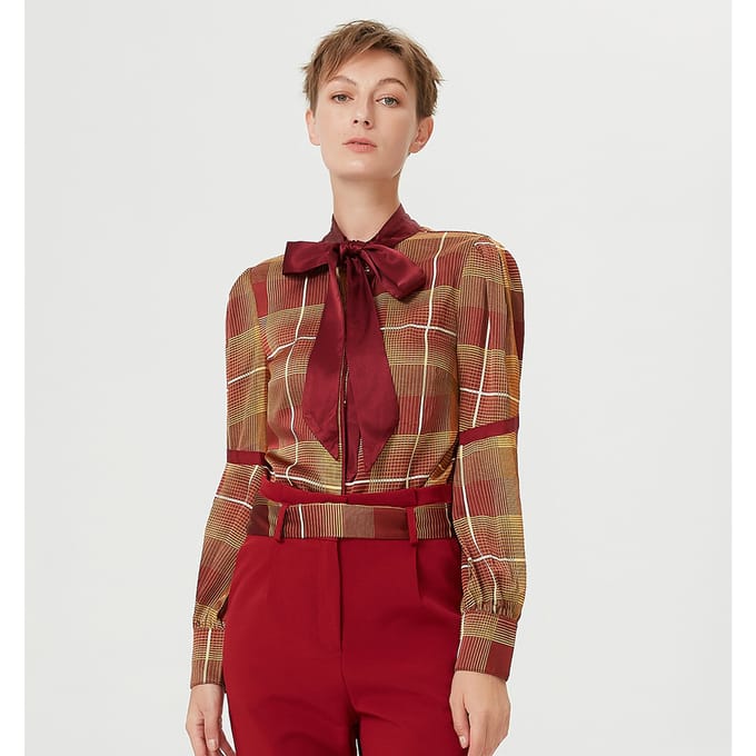 Ascot tie tartan shirt
